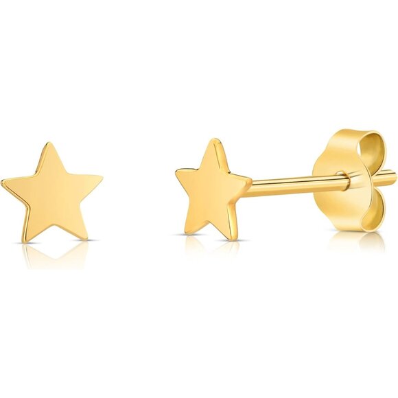 Jewelry - Women's 14k Yellow Gold Star Stud Earrings for Women Polished
